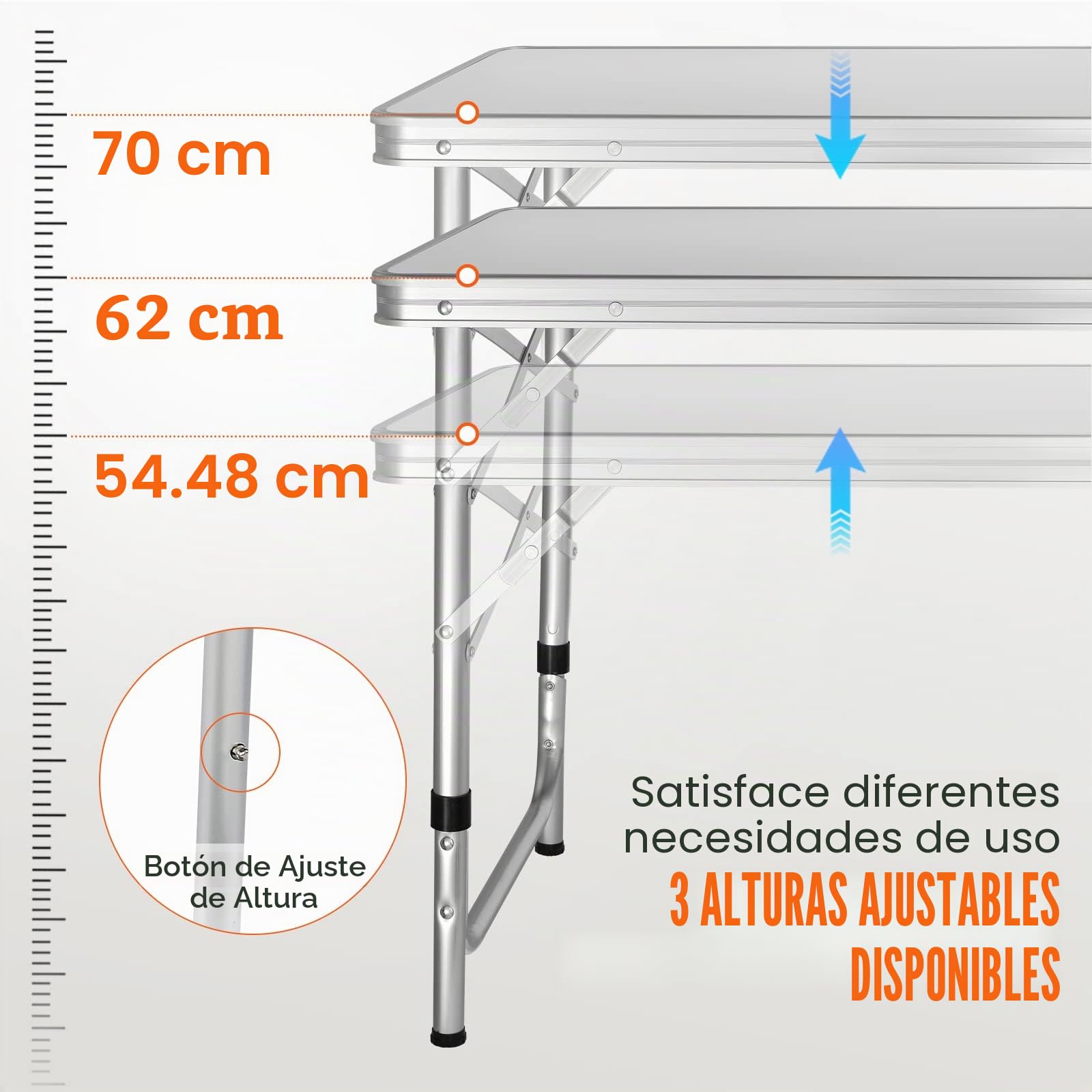 VEVOR Mueble de Cocina para Camping 120x47x70 cm Armario de Camping Plegable Portátil Estructura de Aluminio Altura Ajustable Mesa de cocina para acampar con Bolsa de Transporte para Barbacoa Pícnic
