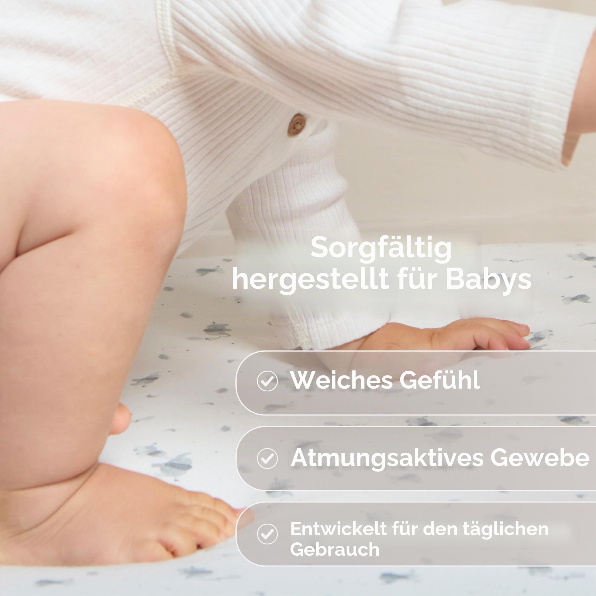 Baby Elegance Kinderbettlaken-Set mit 2 Stück | 45 x 90 cm Kinderbett-Spannbettlaken | Maschinenwaschbar, weiches & atmungsaktives Premium-Qualitäts-Jersey | Enthält 2 Laken - Elefant verspieltes