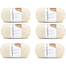 Loops & Threads Charisma Yarn - Multicolor Yarn for Knitting, Crochet, Weaving, Arts & Crafts - Off White, Bulk 6 Pack