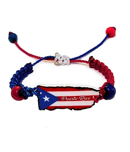 PUERTO RICO BRACELET COUNTRY CUT OUT MAP FLAG ADJUSTABLE BRACELET SOUVENIR ONE SIZE FITS ADULTS MEN WOMEN YOUTH PEOPLE PULSERA DEL MAPA DE PAIS