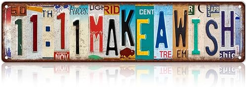 Letreros de metal vintage con texto en inglés Make A Wish Make A Wish para decoración de pared, letreros de metal para bar y café, de 16 x 4 pulgadas