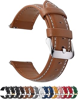 FullmosaFullmosa Watch Band, Quick Release Leather Watch Strap for Men Women, Replacement Bands Width 14mm 16mm 18mm 19mm 20mm 21mm 22mm 24mm