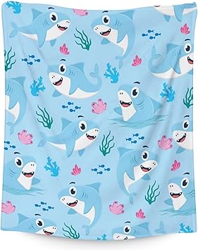 Shark Blanket Gifts - 50"x60" Cute Throw Blanket for Kids & Adults - Blue Soft Fuzzy Blankets for Bed, Couch & Living Room