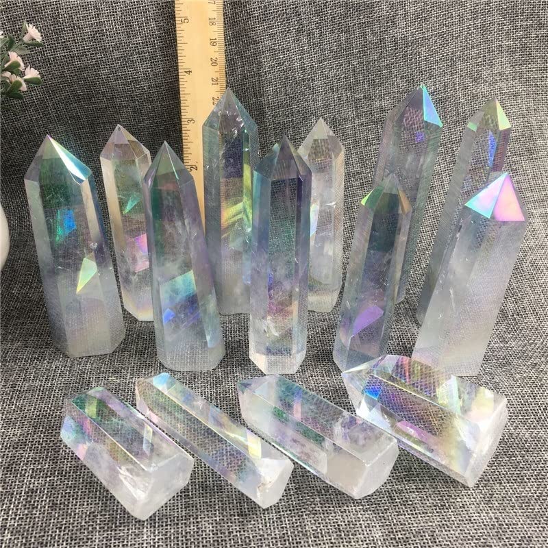 Piedras cristal transparente de cuarzo tallado, varita ornamental de alta pureza 4