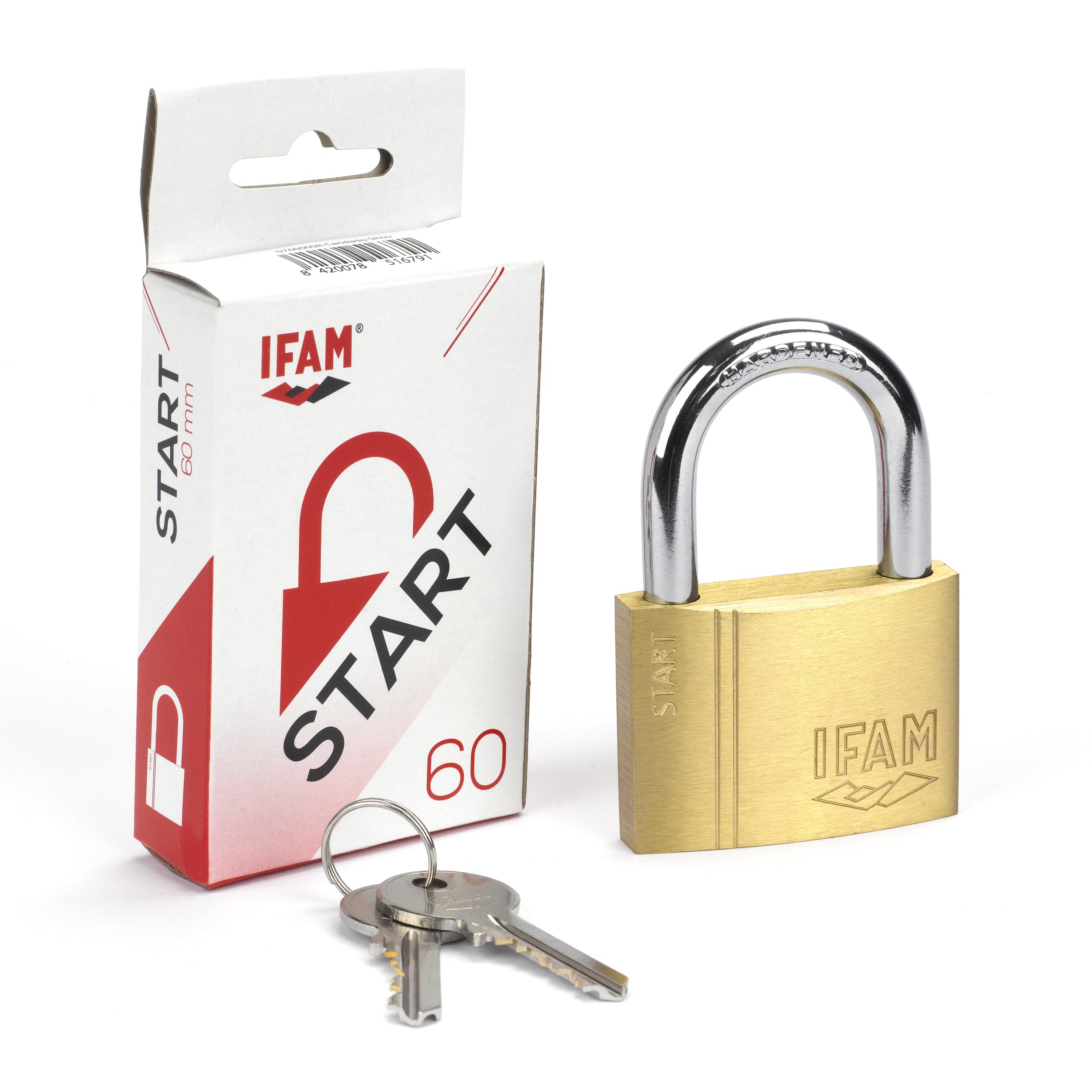 Lucchetto IFAM SR60 Antifurto Con Arco Normale | 60 Mm, Doppia Chiusura E 2 Chiavi Seghettate Per Valigie E Armadietti