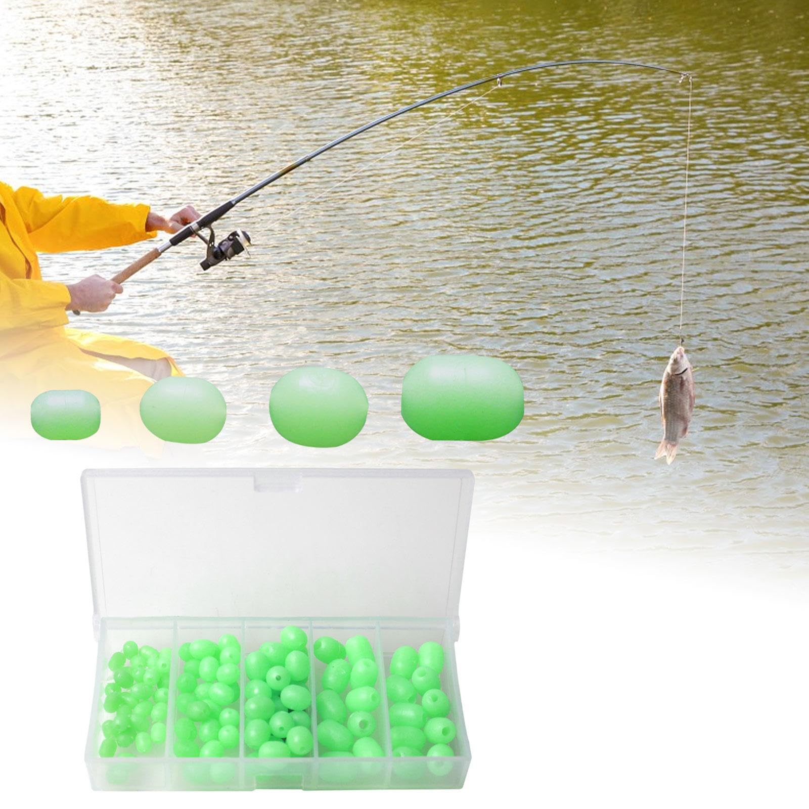 100 Uds Cuentas Luminosas de Pesca Accesorios Herramientas Cuentas de Aparejo Señuelos de Pesca Brillo Ovalado