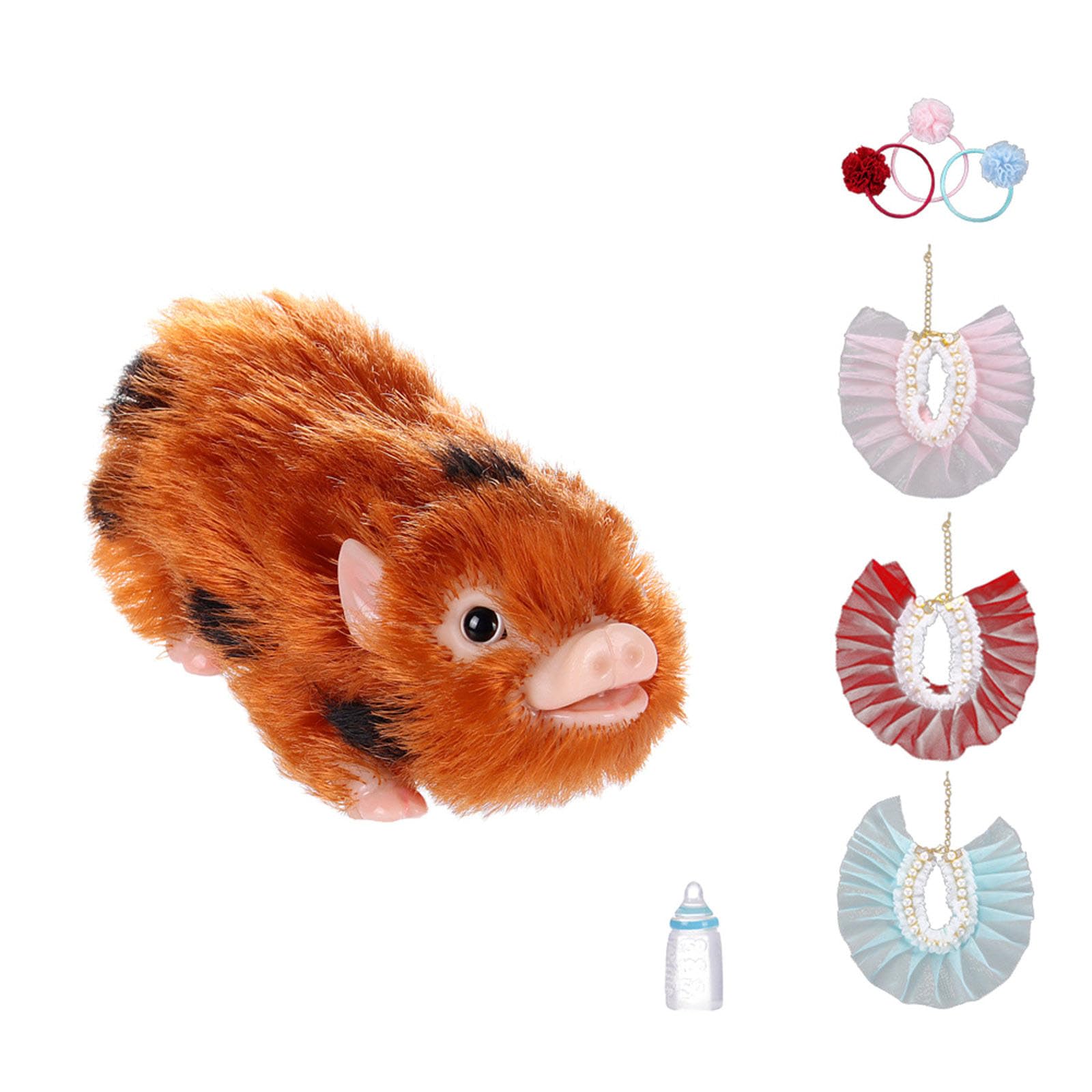 Interaktives Piggy Squeeze Tierfigur Reborns Spielzeug mit Spitzenkleid Rollenspiel für Vorschulkinder Geschichtenerzählaktivität Kleinkind Lernspielzeug