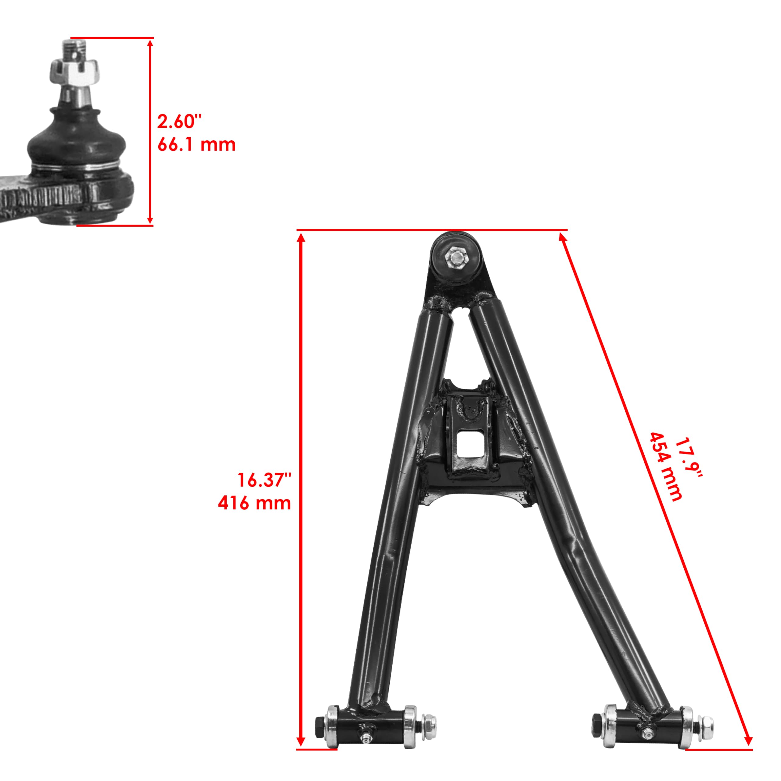 Caltric Black Front Lower Right And Left A-Arms Compatible with Yamaha Raptor 700 Yfm700R 2006-2026 product thumbnail 4