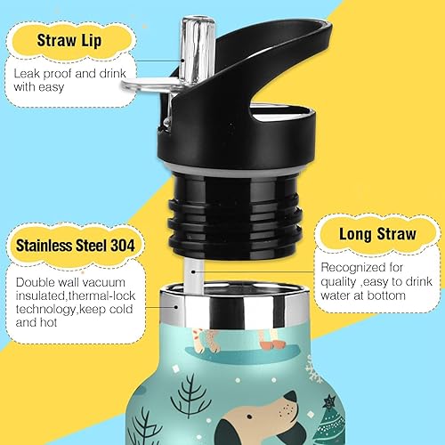 Miniatura 3 de Teal Funny and Playful Dogs Leak Proof & BPA Free Water Bottles with Leak Proof Spout Lid Double-Wall Insulation for Gym Sports botellas de acero