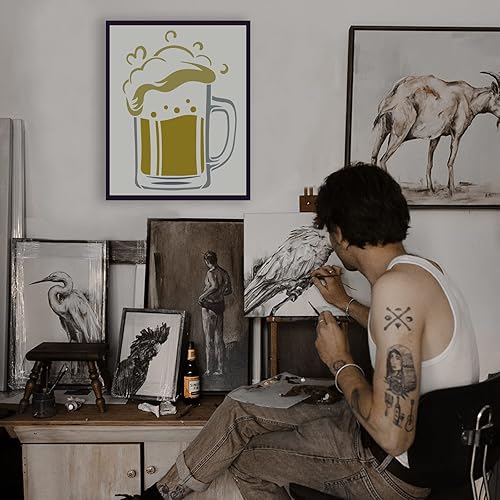 Miniatura 5 de FINGERINSPIRE Plantilla de taza de cerveza de 11.7 x 8.3 pulgadas, reutilizable, plantilla de dibujo de cerveza, para bar o cocina, plantilla de