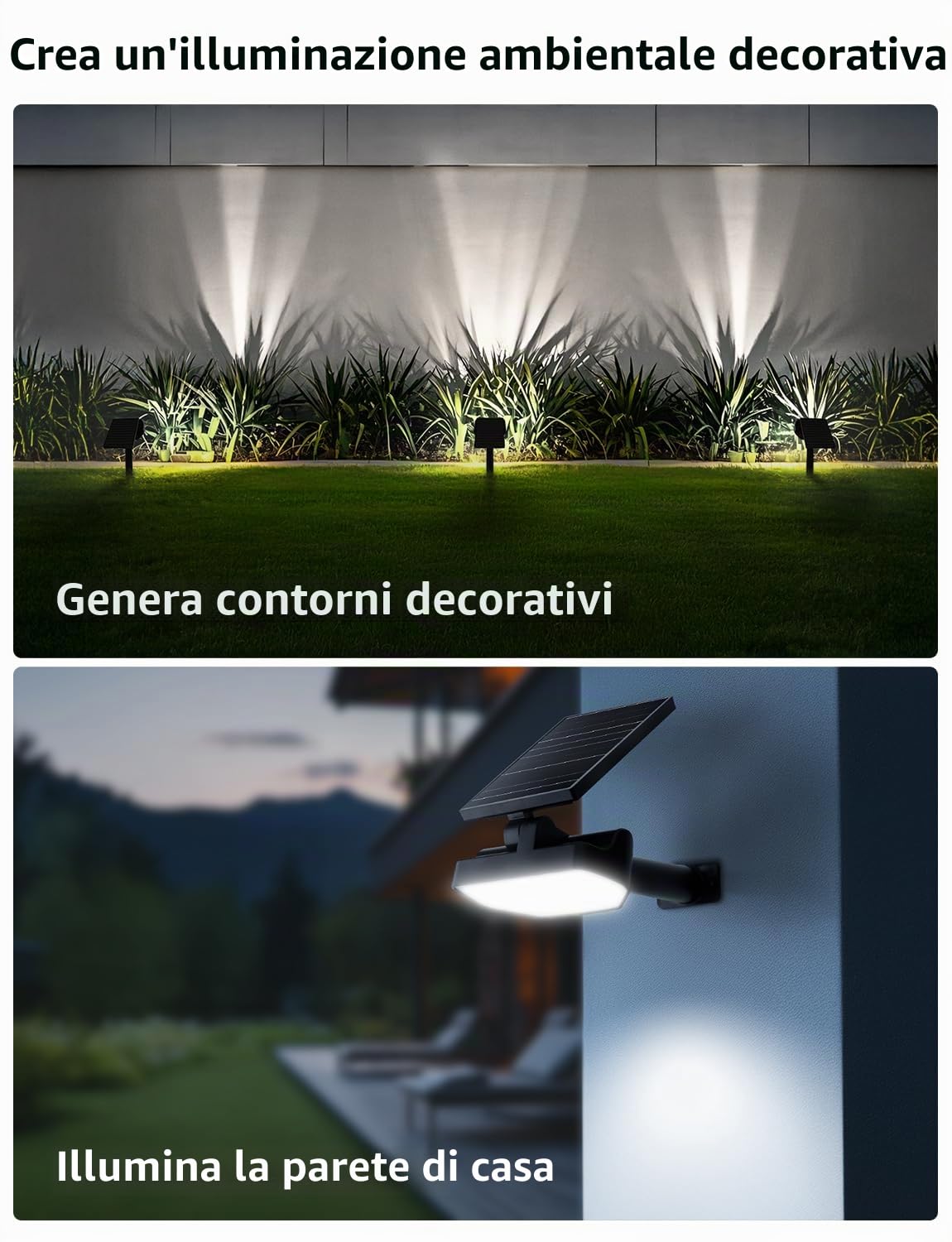 Lepro Faretti Solari da Esterno, Luci Solari Esterno Giardino Bianco Freddo 6500K e IP65 Impermeabile, 43 LED Lampade Solari da Giardino Potenti per Cortile, Patio, Vialetto, Alberi, 4 Pezzi