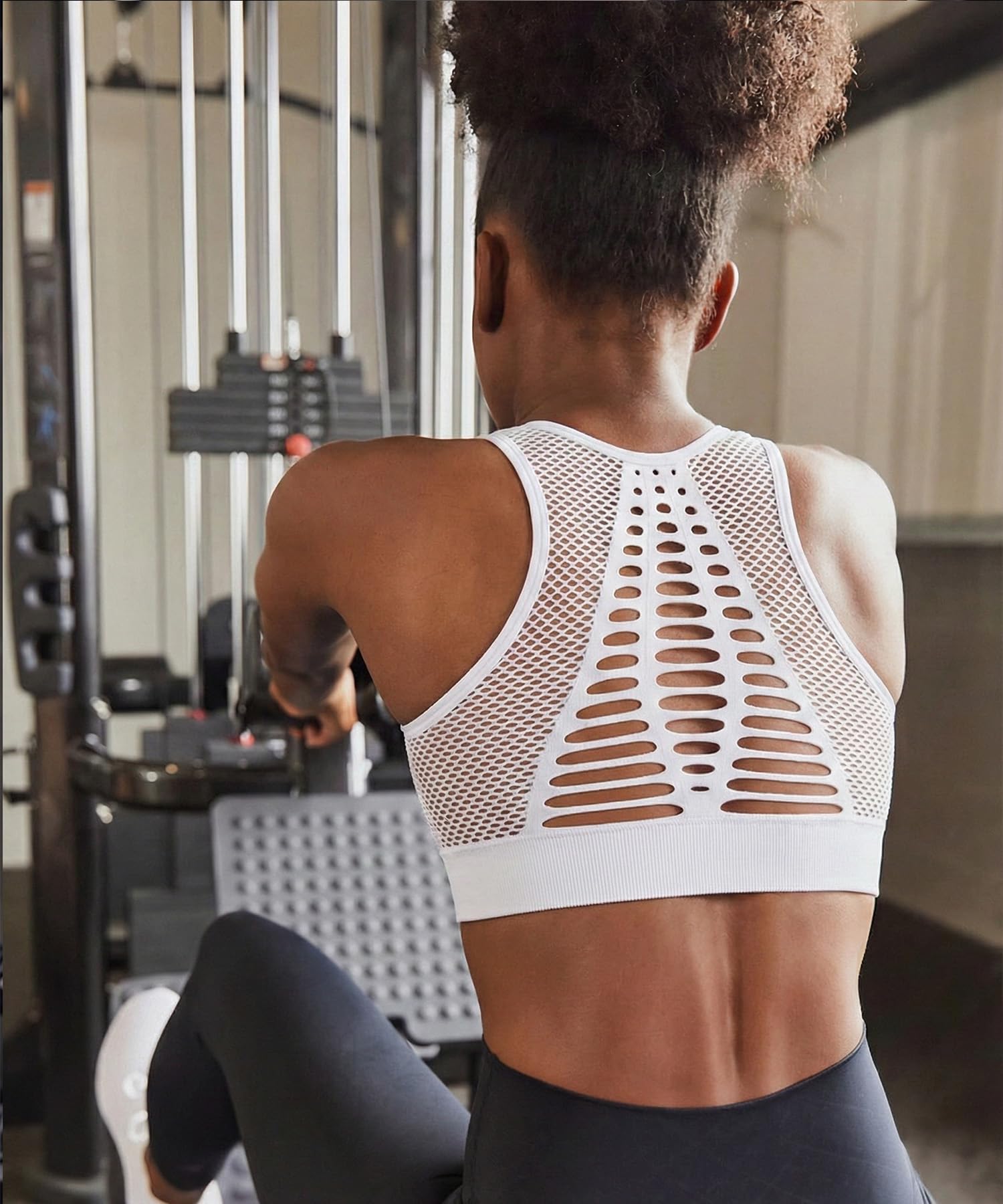 SEASUM Reggiseno sportivo da donna, senza cuciture, per yoga, crop top, supporto medio-basso, reggiseno da allenamento
