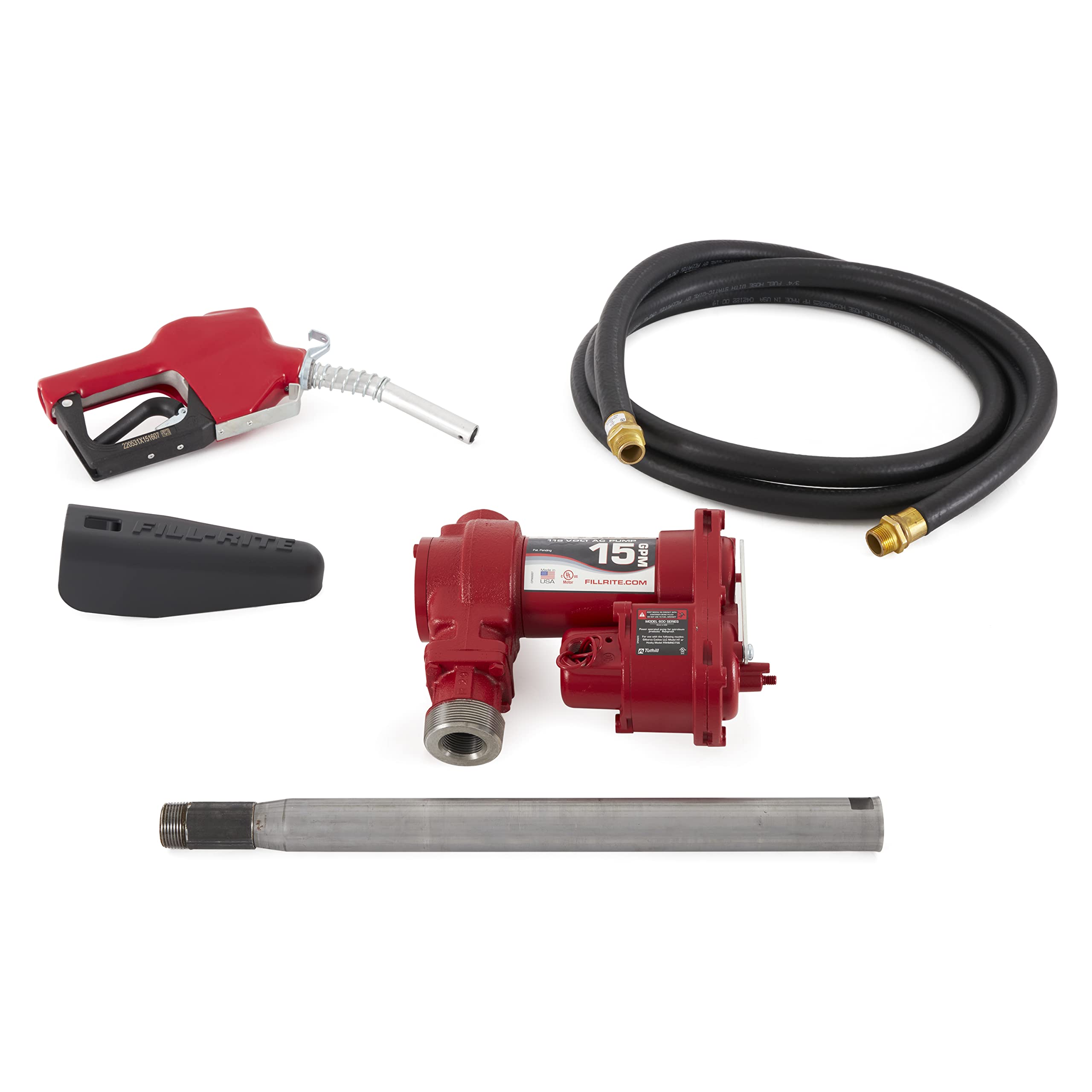 Fill-Rite FR610HA 115V 15 GPM Fuel Transfer Pump w/ Hose & Auto Nozzle for Gasoline, Diesel, Kerosene, Ethanol or Methanol Blend & Biodiesel up to B20