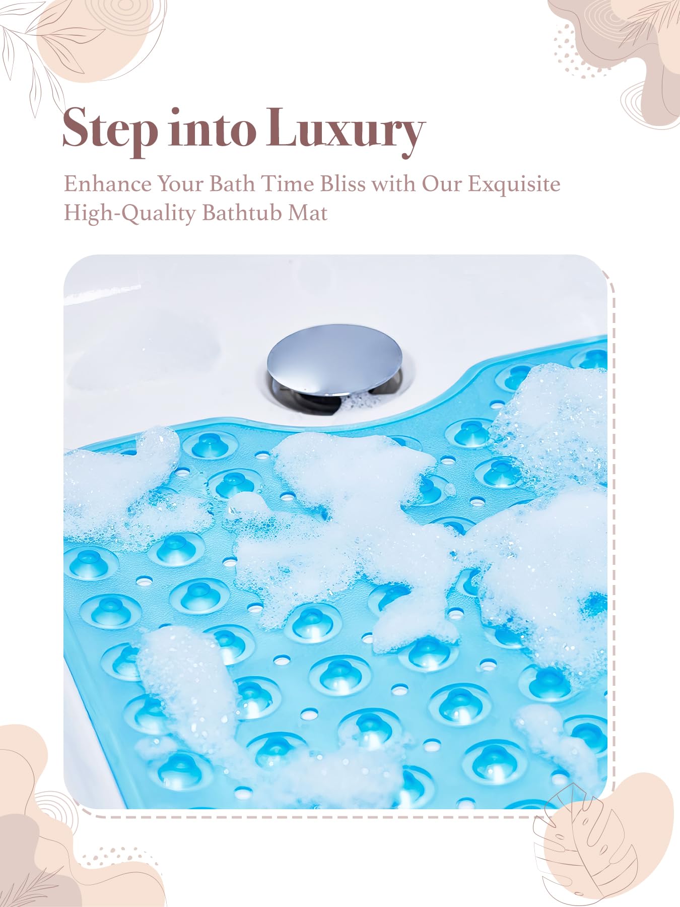 ADOV Shower Mat, Extra Long Non Slip Bath Mat Antibacterial Rubber 100x40 cm - Image 2