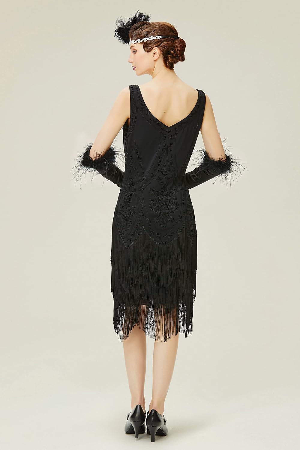 BABEYOND 1920s Flapper Dress Roaring 20s Great Gatsby Costume Dress Fringed Embellished Dress - Image 2
