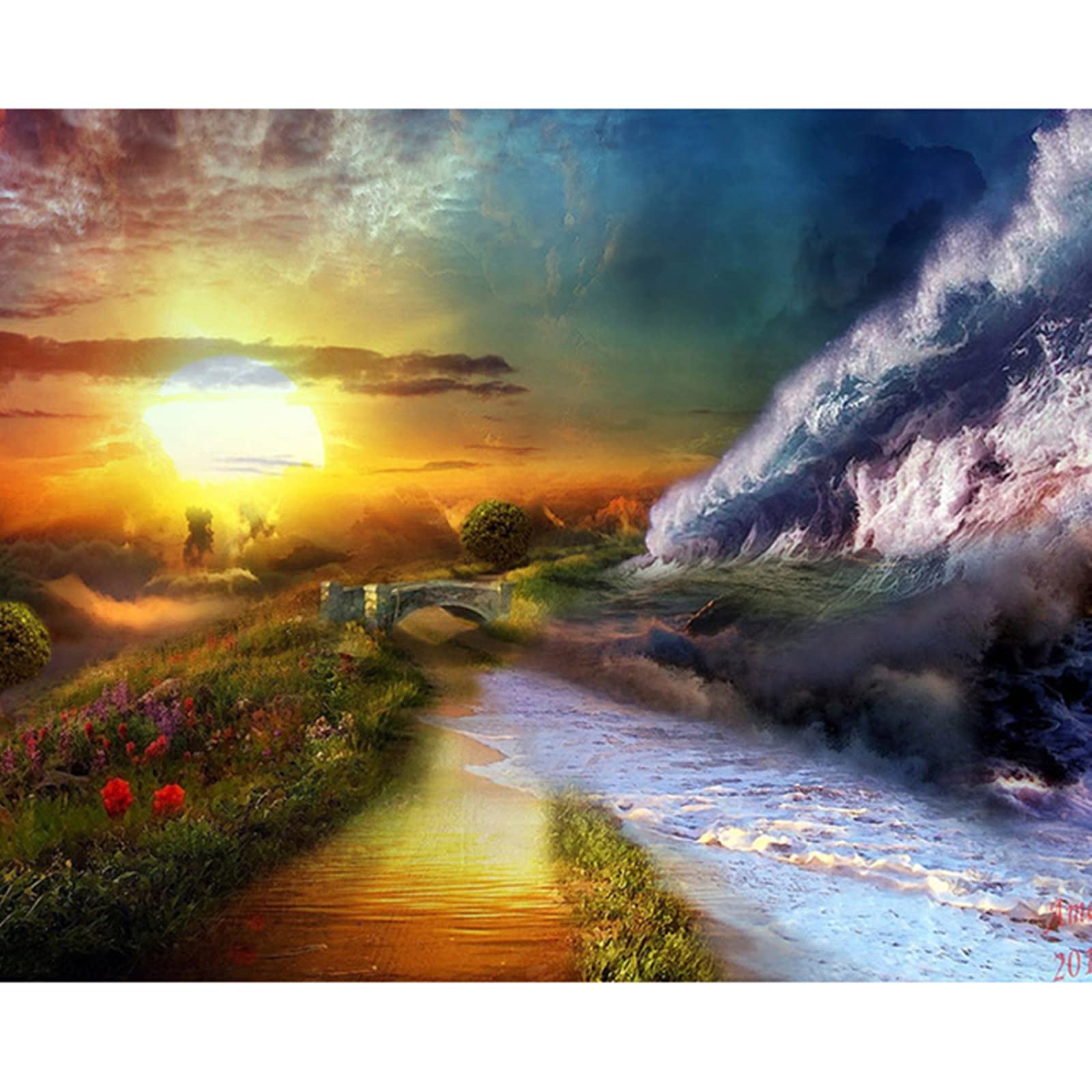 2000 Stück Holzpuzzle Große Wellen Geschicklichkeitsspiele FüR Die Ganze Familie, Bunte Puzzles, Fertige Größe 99.5×70.5cm