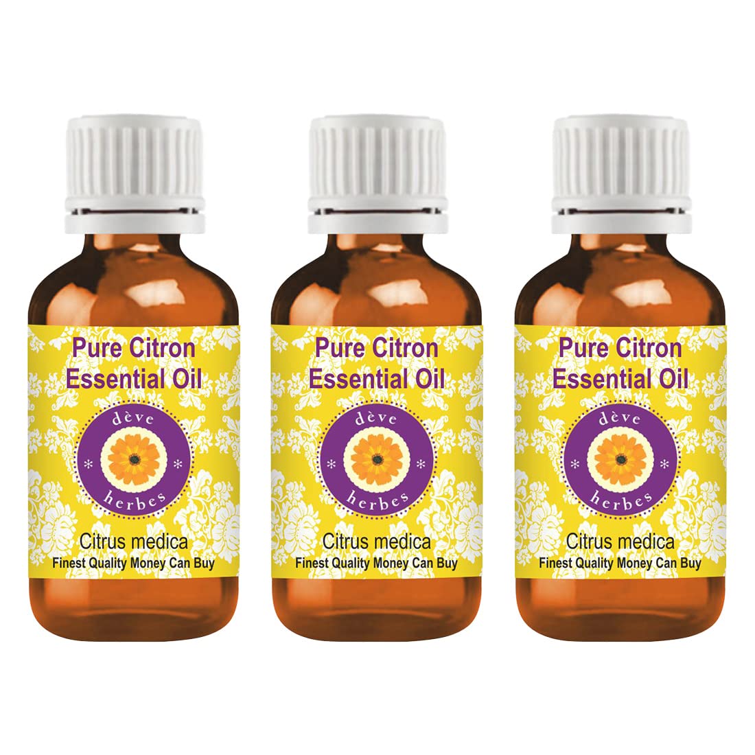 Deve Herbes Olio essenziale di citro puro (Cymbopogon nardus) distillato a vapore naturale di grado terapeutico (confezione da tre) 100 ml x 3 (100 oz)