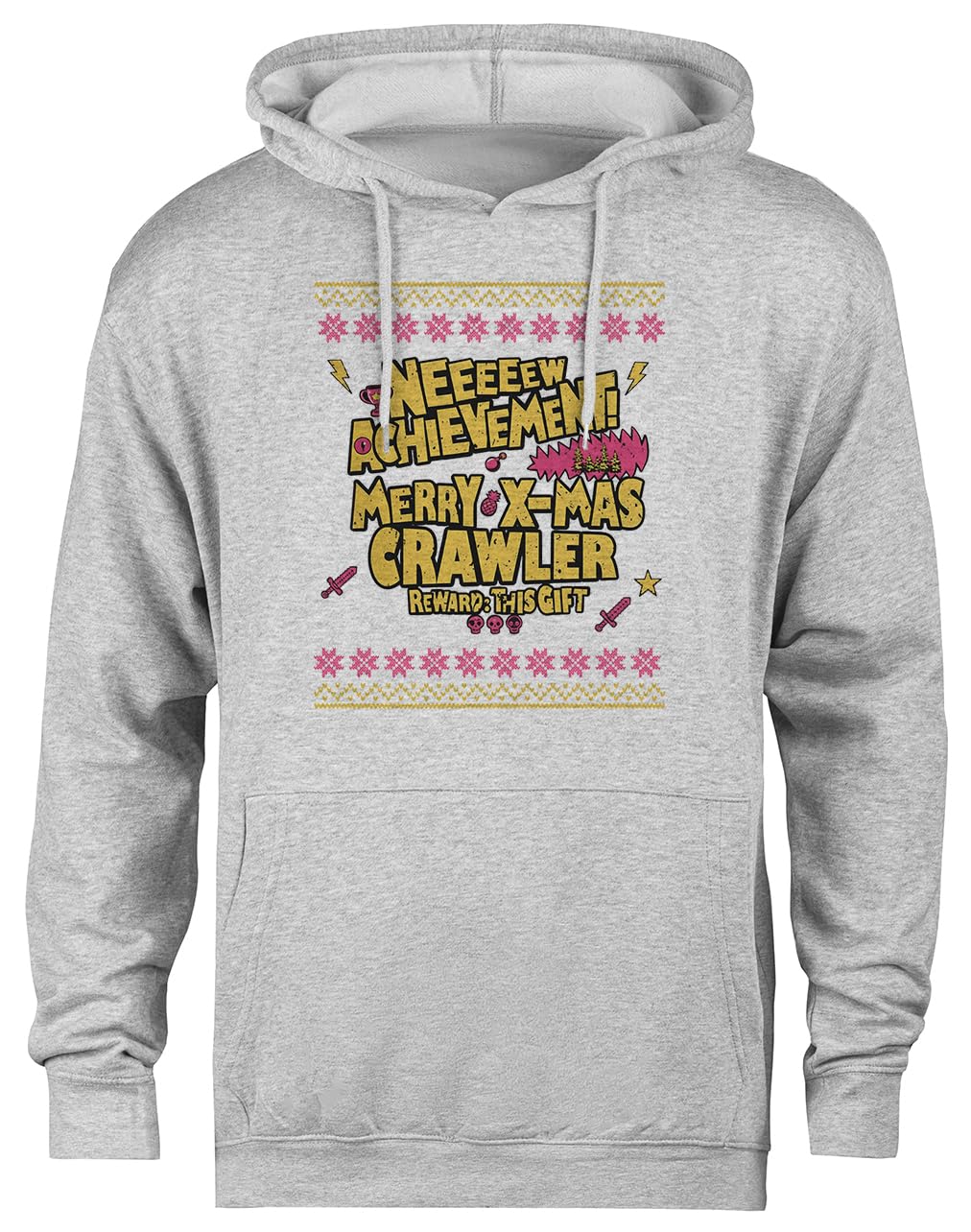 Osiągnięcia Brzydkie Święta Szara Bluza Z Kapturem Unisex Bez Płci Unisex Grey Hoodie Genderless Pullover