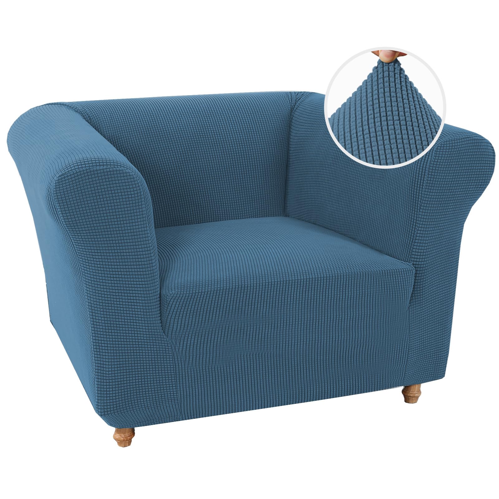 BXFUL Stretch Chesterfield Sofa Cover 1 Piece Couch Cover for Living Room Soft Non-Slip Sofa Slipcover Furniture Protector for Dogs Feature Thick Jacquard Fabric (Chair,Storm Blue)