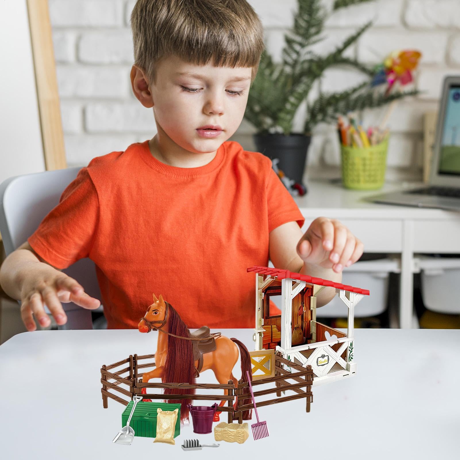Set Equitazione per Bambini e Bambine Set Realistico Animali Da Fattoria