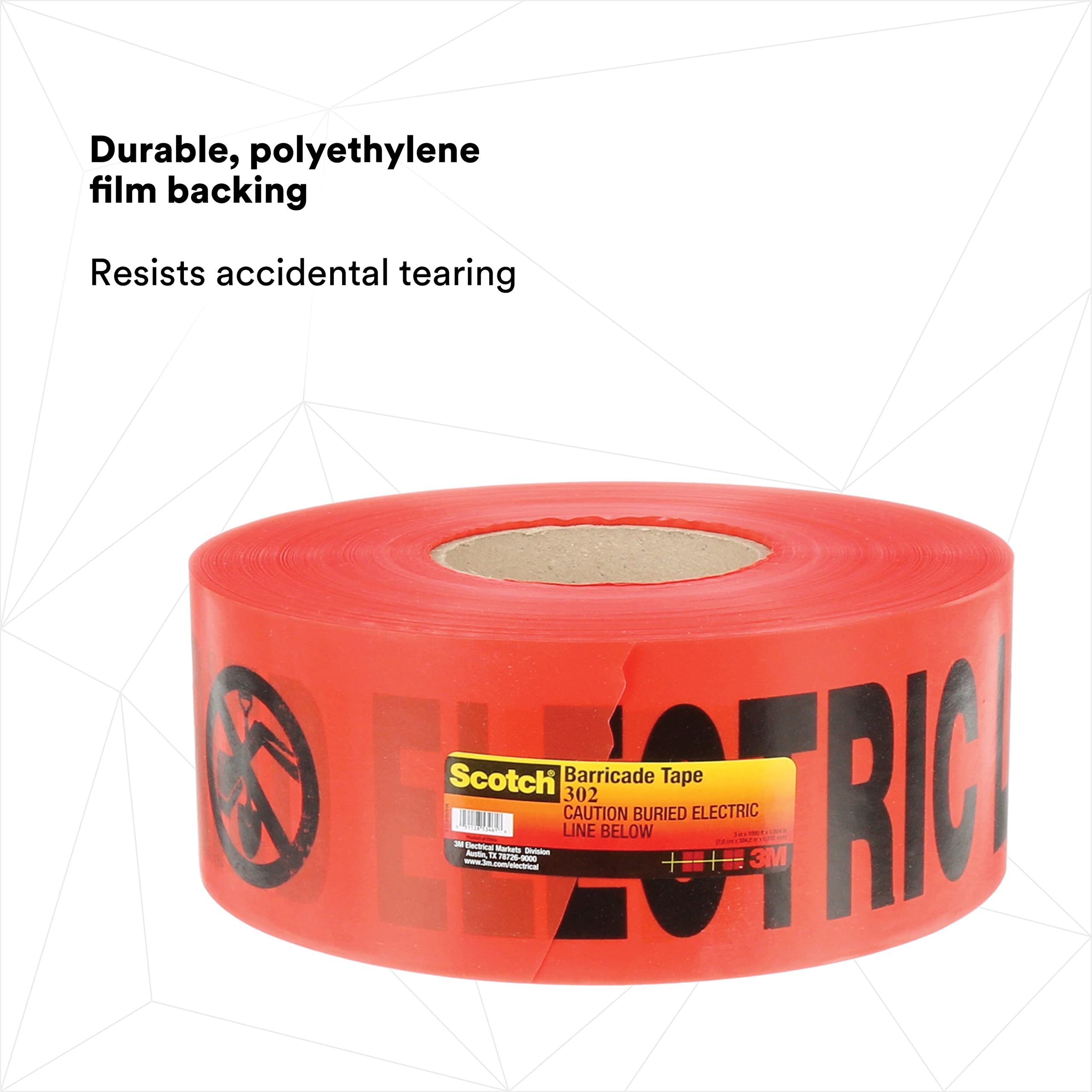 Scotch barricada cinta 300, diseño con texto "Caution, 3" Ancho, 1000 pies Longitud (Pack de 1)