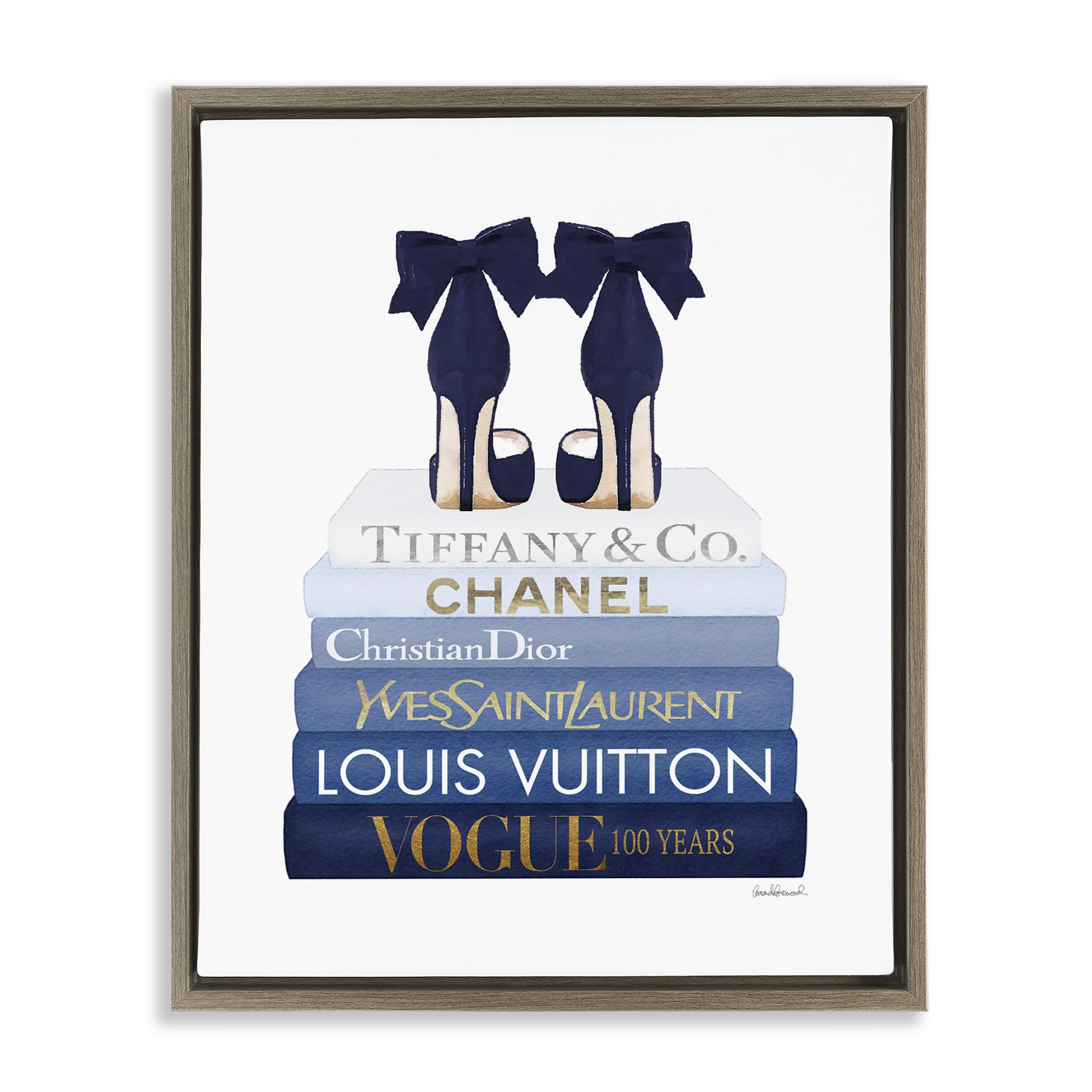 Glam Heels Bookstack Fashion, 16 x 20 Inch Canvas in Floater Frame