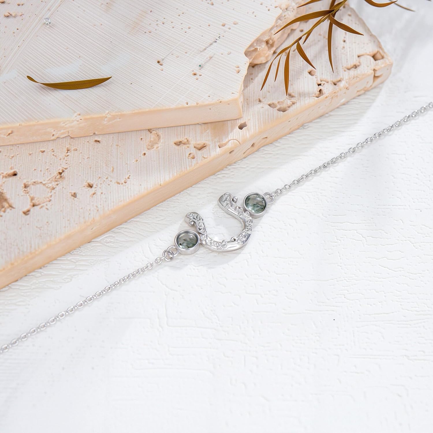Bracelets for Women 925 Sterling Silver Natural Moss Agate Bracelet Dainty Green Gemstone Link Bracelet Adjustable Moss Agate Jewelry Anniversary Birthday Christmas Gifts for Women