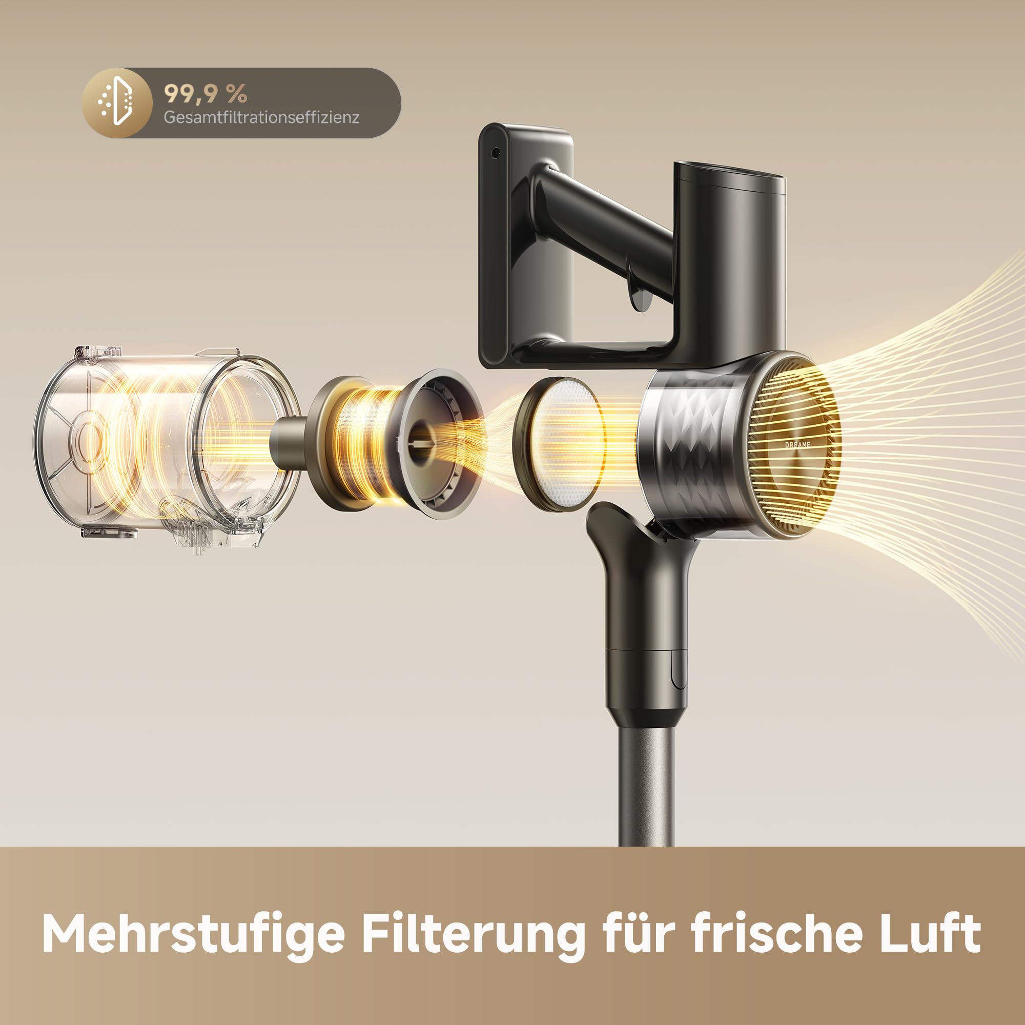 dreame R10s Lite-A Akku Staubsauger, 25 000Pa/75 AW Saugkraft, Klapprohr | LED-Bürste mit Anti-Verwicklung, Entleerung per Knopfdruck, LED-Display, bis zu 45 Min. Laufzeit, 99,9 % Filterleistung