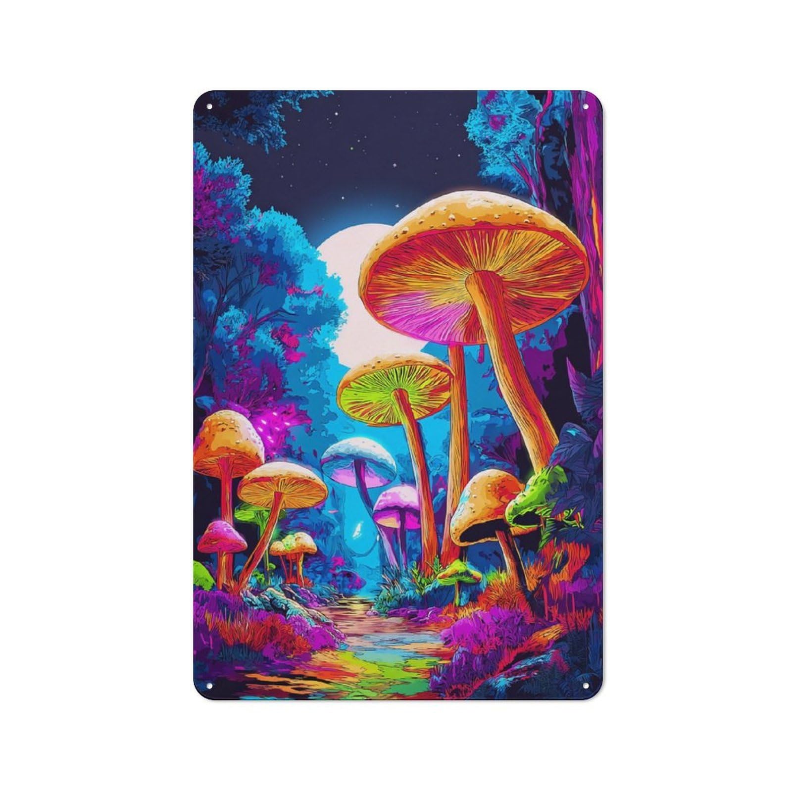Junmoney Enchanted Mushroom Forest Cafe Metal Sign 30X20cm, Shop Front Style Restaurant Wall Art For Takeaway, Bar, Kitchen Or Counter Area