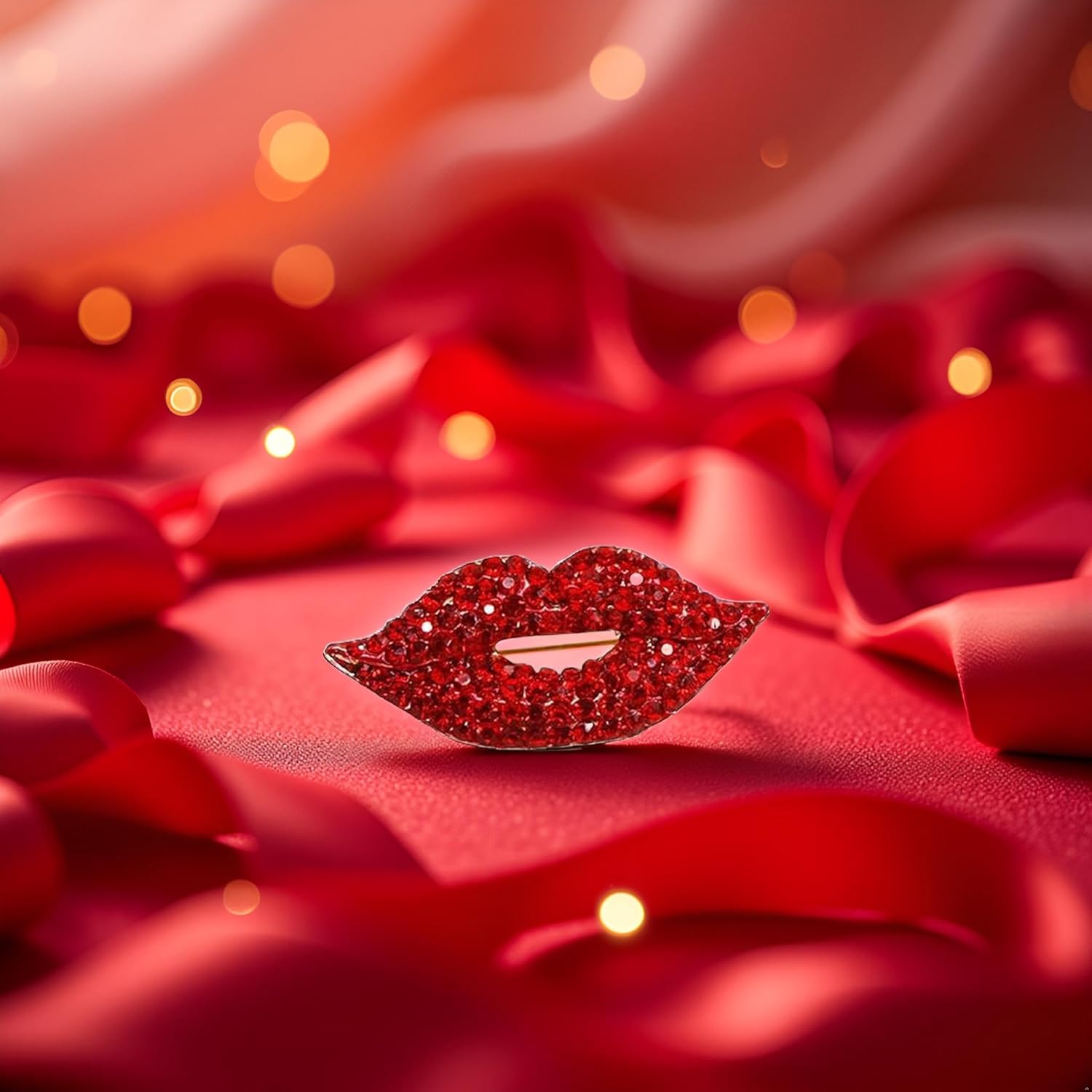 Red Lips Rhinestone Brooch Pin Women Red Lips Full Rhinestone Brooch Pin Creative Sexy Crystal Shining Mouth Brooch Party Wedding Jewelry Accessories Gift Brooches and Pins Jewelry - Image 5