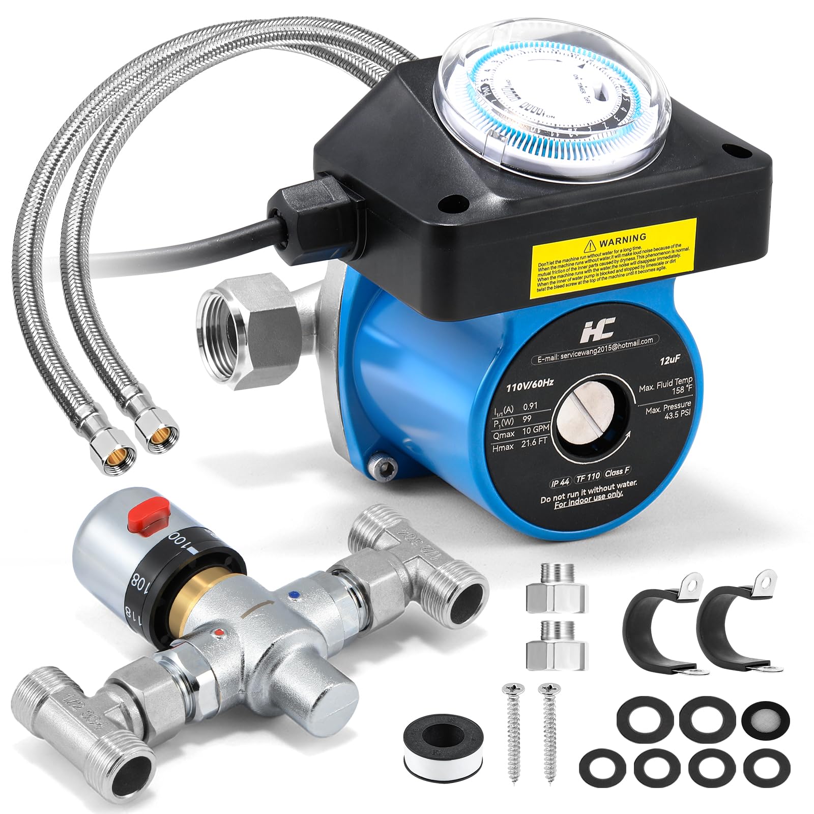 Photo 1 of Instant Hot Water Recirculation System with 68-118? Temp. Adjustable Bypass Valve for Tank Water Heaters, Flexible Swivel Connection, 20-in PEX Supply Lines for Potable Water