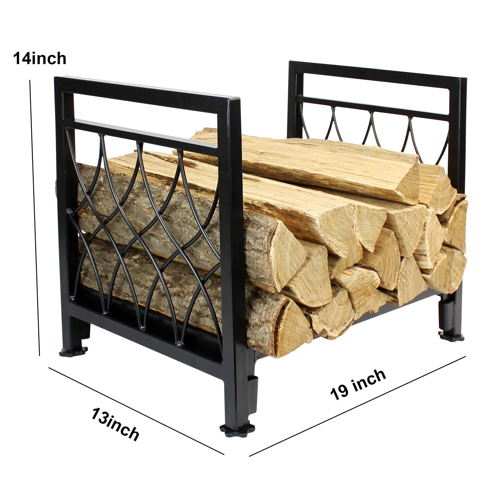 19 Inch Fireplace Log Holder Firewood Rack Indoor Indoor/Outdoor Wood