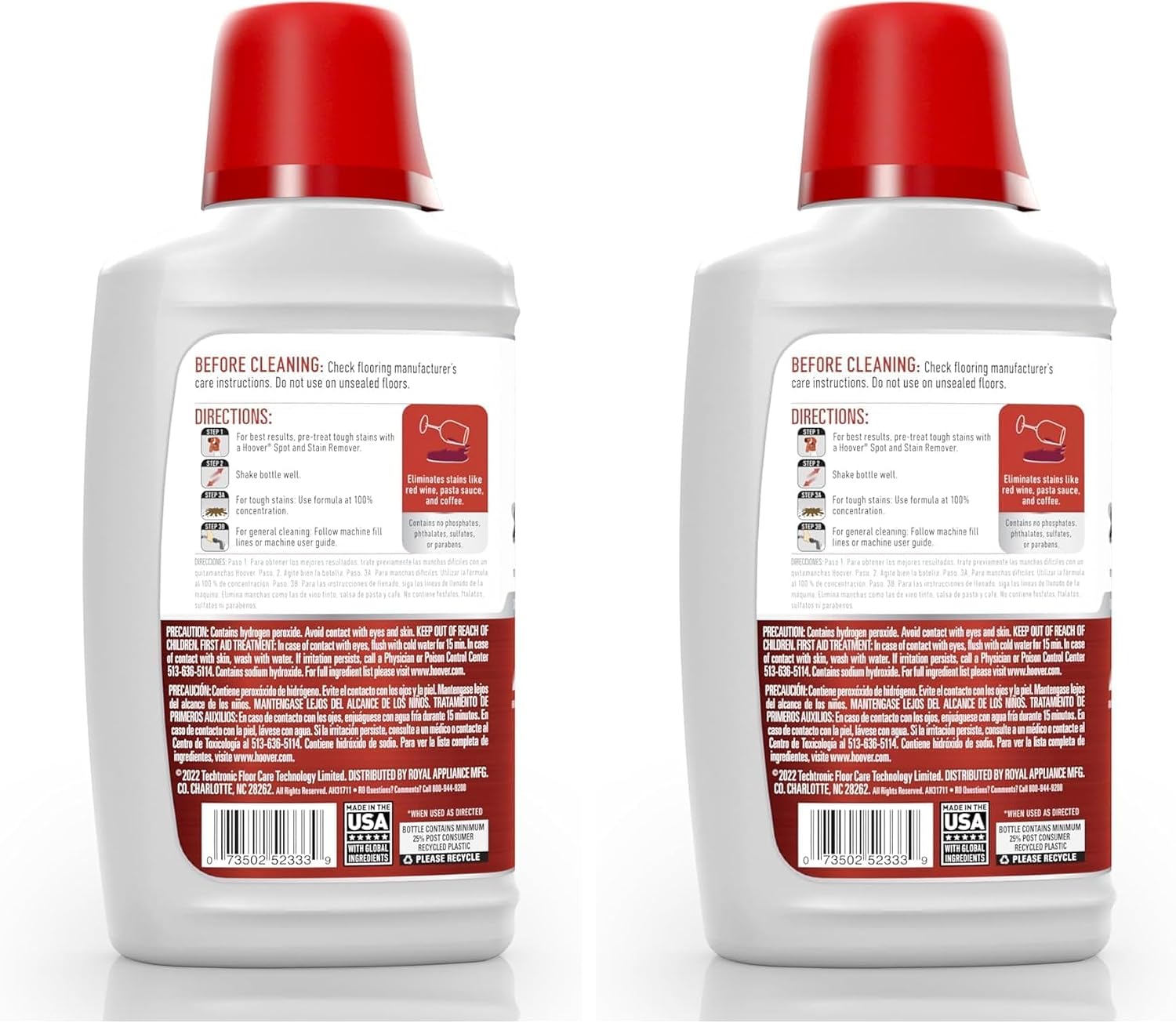 Hoover Oxy Portable Spot Cleaner Solution, 32 oz., Fresh Air Scent, Portable Cleaning Solution, Removes Tough Colored Stains from Carpet and Upholstery, Designed CleanSlate Spot,(Pack of 2)