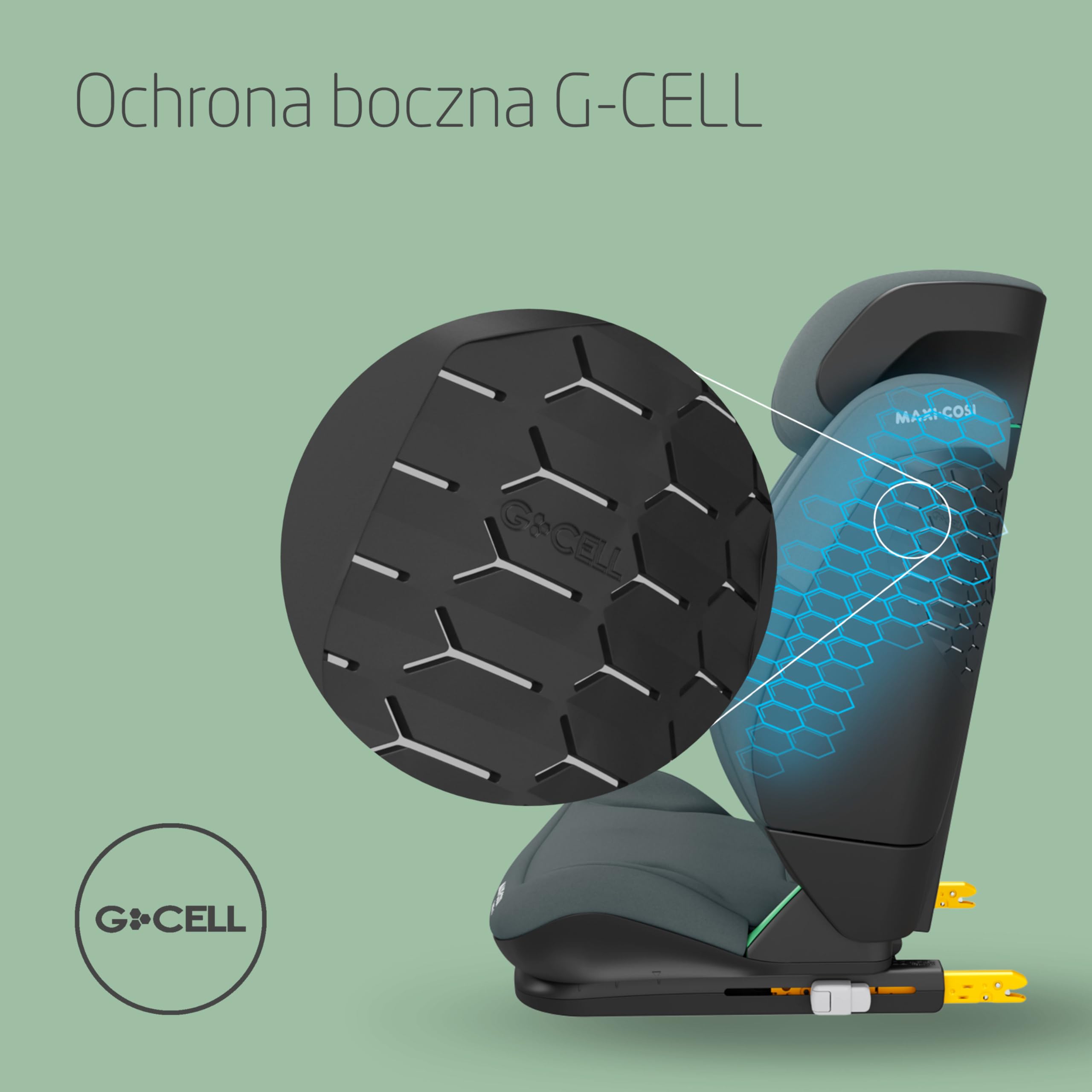 Maxi-Cosi RodiFix S i-Size, Fotelik samochodowy, 100–150 cm, 3,5–12 lat, 3 pozycje odchylenia, Regulacja wysokości/szerokości, Ochrona boczna G-CELL, Poduszki bezpieczeństwa AirProtect, Tonal Graphite