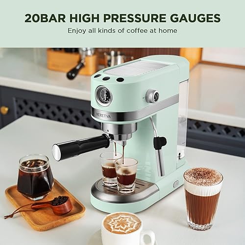 Miniatura 6 de Neretva Máquina de café expreso de 20 bar con varita de vapor para Latte Espresso y Cappuccino cafetera de espresso compacta para barista casera
