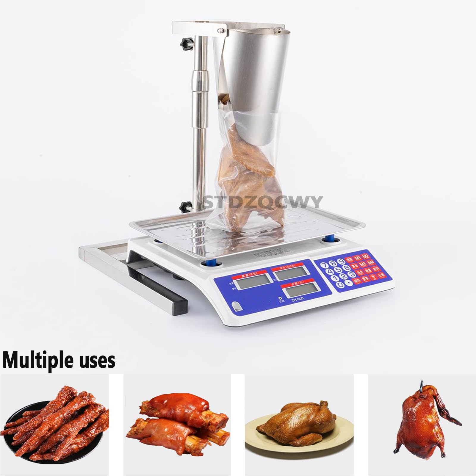 Tolva de alimentación manual con soporte ajustable, 35-60 cm, para llenado de envases de alimentos