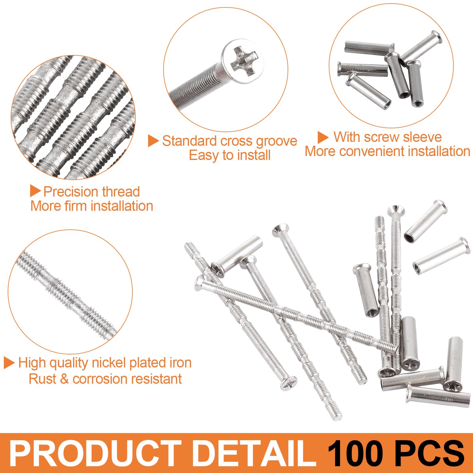 MUXHEL 100Set/200PCS Door Handle Screws M3 Door Handle Bolt Through Fixings M3 Door Handle Fixing Screws for Door Handles Cabinet Drawers - Image 3
