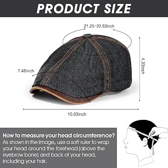 Newsboy Hat for Men Cotton 6 Panel Newsboy Hat