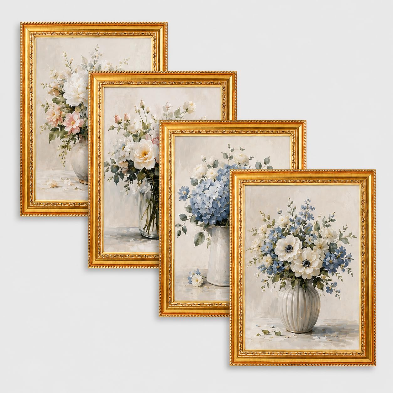 4 PCS Gold Vintage Photo Frames 4x6 Inch - Vintage Ornate Picture Frames Set, Classic Baroque Photo Frames for Wall Mounting or Tabletop, for 10x15cm Photos, Gallery Wall, Weddings & Home Decor