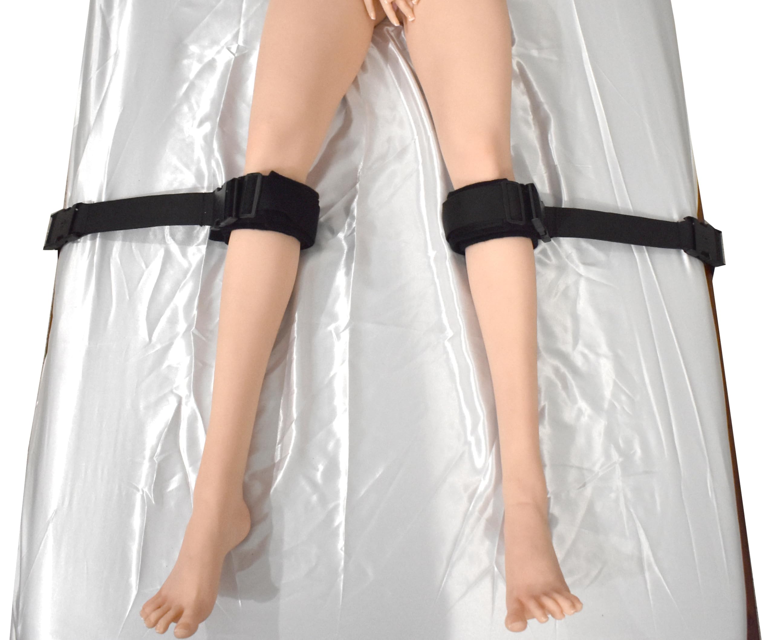 Set di ginocchiere bloccabili con chiusura a scatto - morbido cotone, legature da letto bondage, comode legature da uomo e da donna con 4 chiavi, accessori fetish BDSM