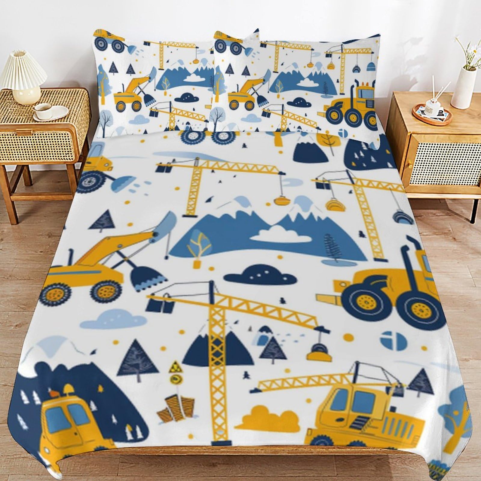 Funda nórdica infantil de tractor y ropa de cama suave de microfibra para jóvenes