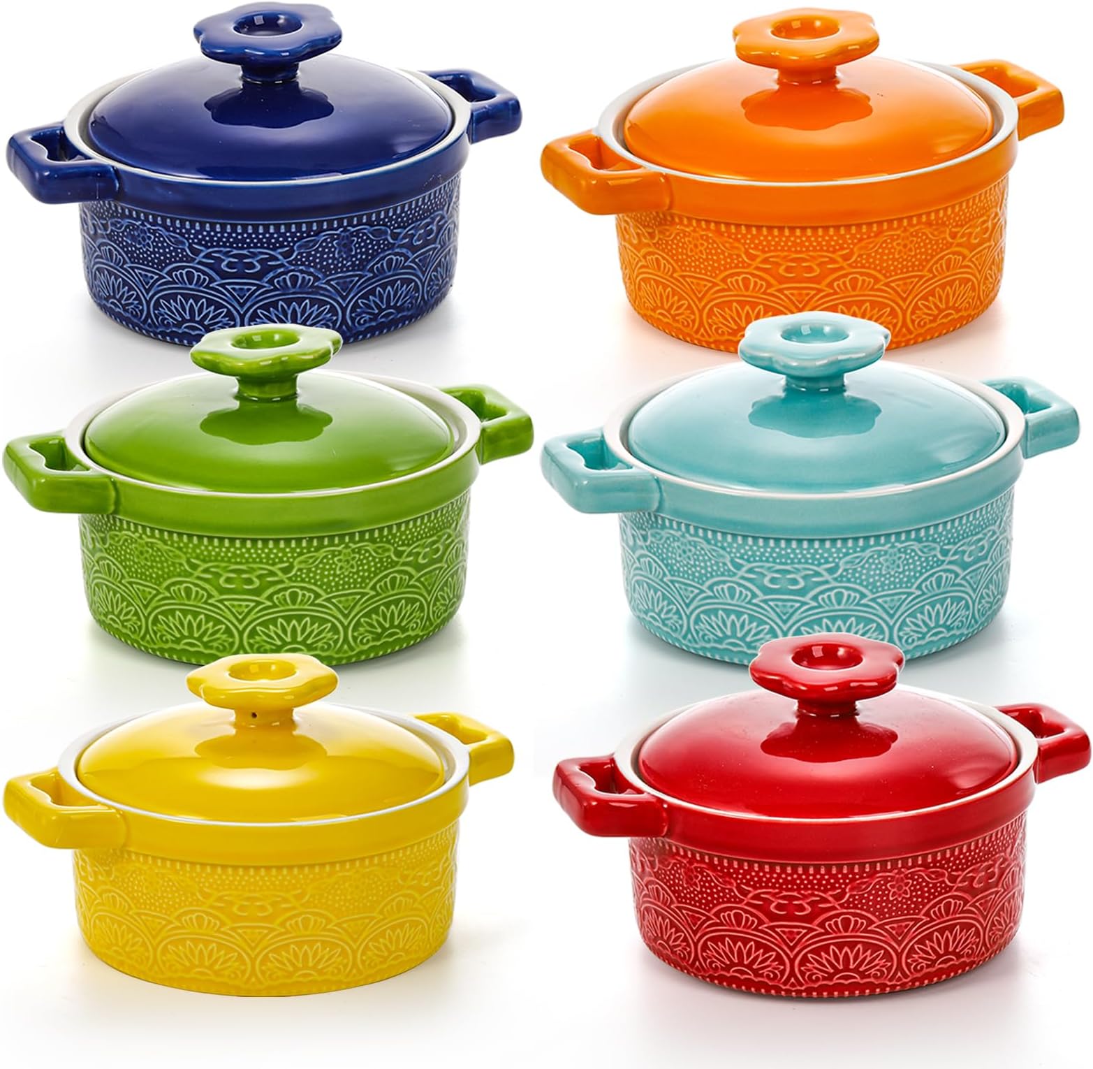 Amazon.com: AVLA 4 Pack Porcelain Ramekins, 9 OZ Mini Casserole Bowl ...