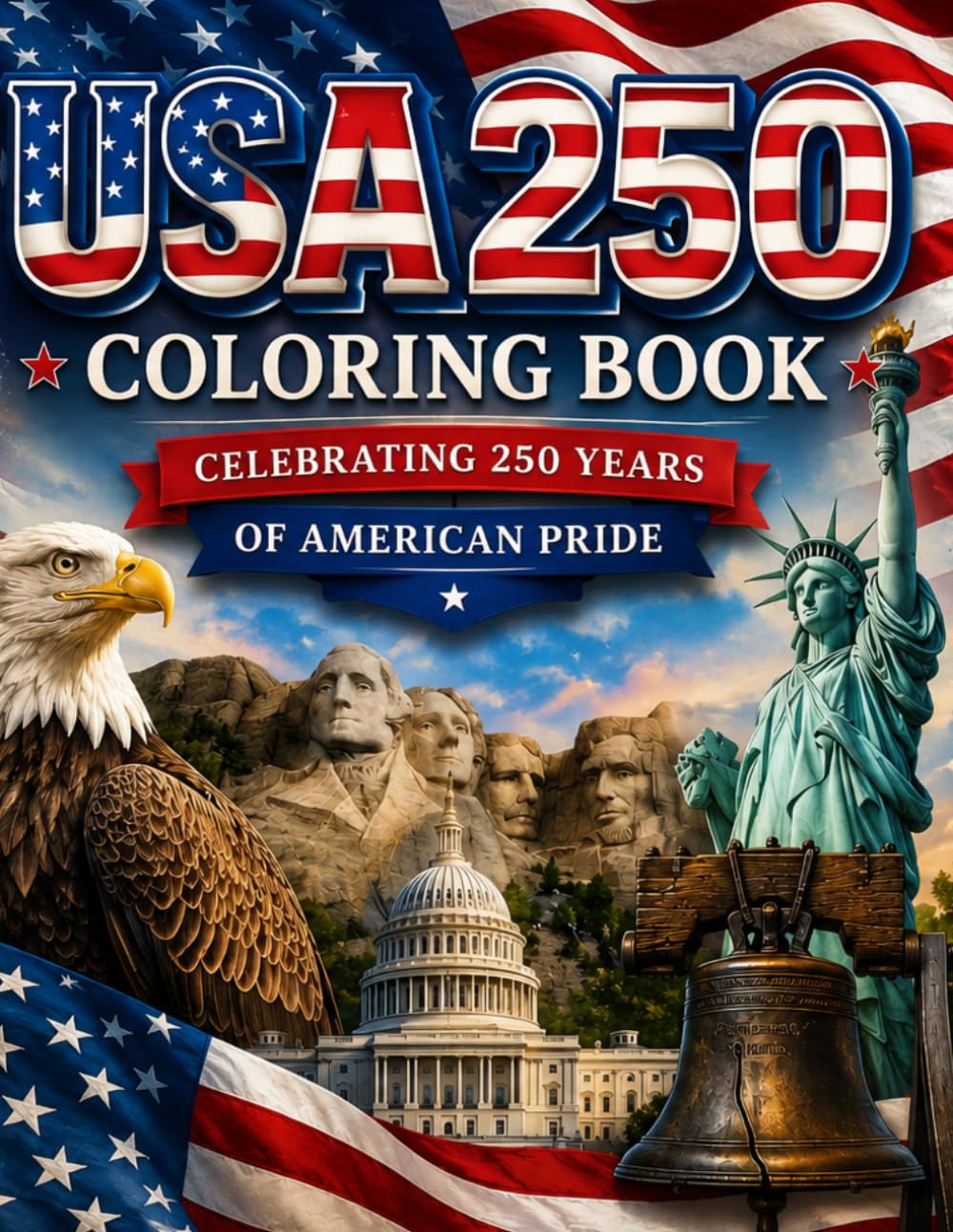 USA 250 Coloring Book: Celebrating 250 years of the United States of America