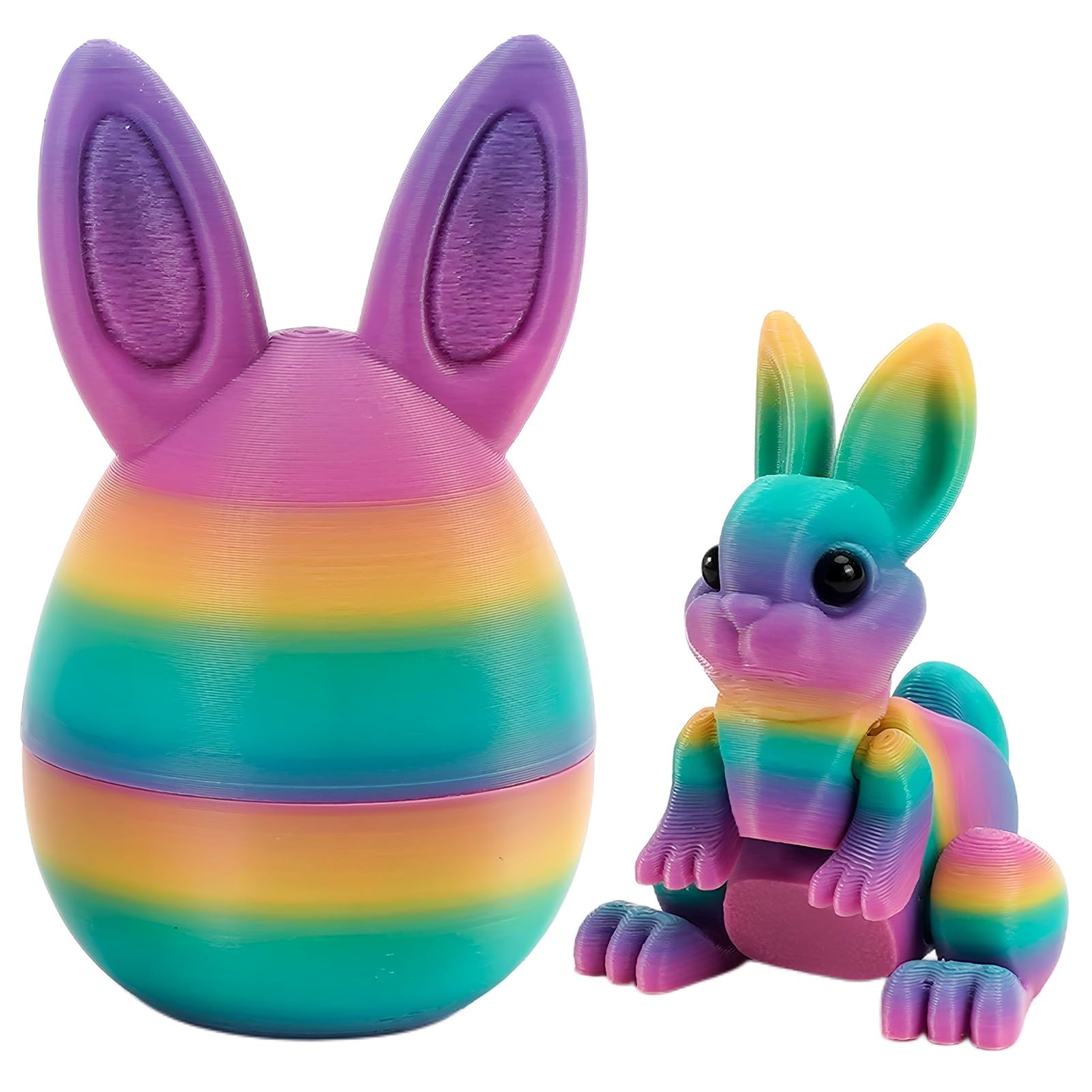 TaimeiMao 3D Printed Fidget Babbit Toys Filled Easter Eggs, 3D Printed Animals with Bunny Inside