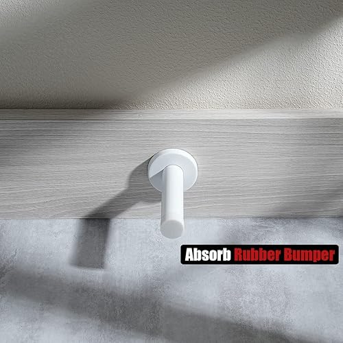 Miniatura 6 de JQK Tope de puerta blanco, acero inoxidable 304 espesar 0.039 in amortiguador de sonido tope de puerta parachoques pared protetor, DSB5-WH