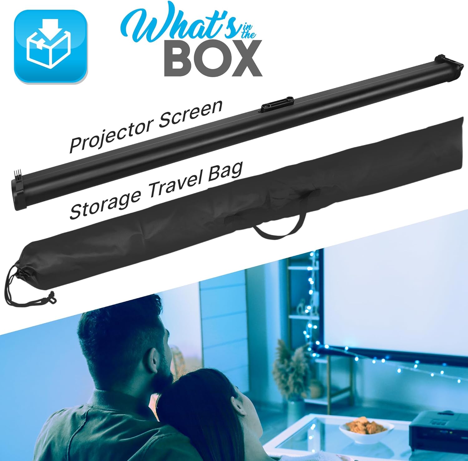 Pyle 50" Inch Portable Projector Screen - Portable Floor Standing, Manual Retractable Pull-Out Style, Mobile Movie Screen, Home Theater Cinema Wedding Party Office Presentation, Quick Assembly