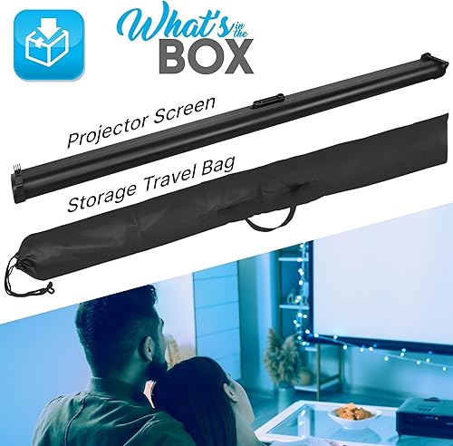 Miniatura 2 de Pyle Pantalla de proyector portátil de 50 pulgadas  Soporte portátil en el suelo, estilo extraíble retráctil manual, pantalla de película móvil,