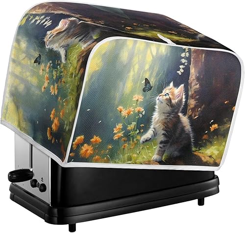 Miniatura 19 de Funda para horno con estampado de galaxia, protector de máquina de pan de cocina, cubierta para tostadora de 2 rebanadas de gato lunar para el Gato