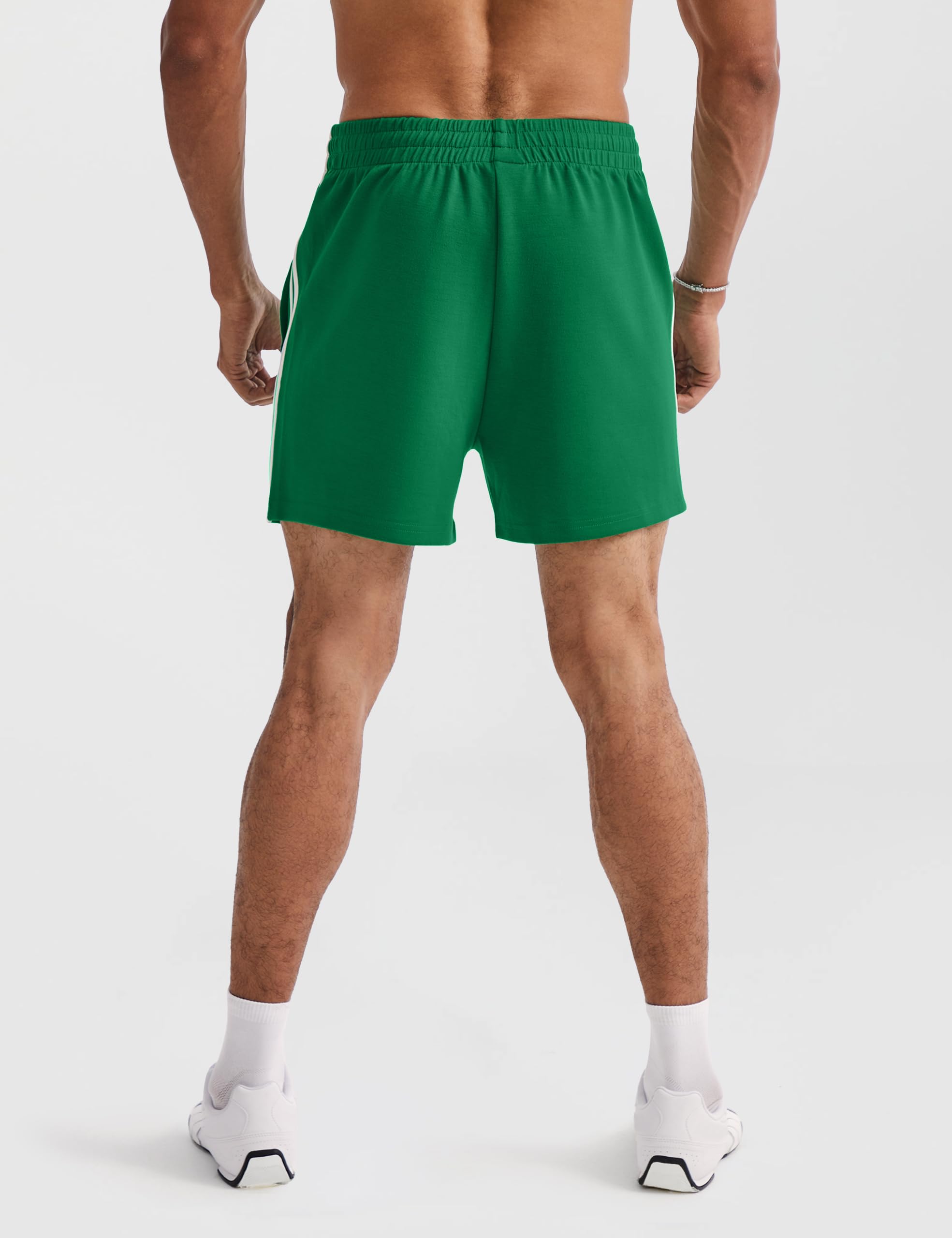 Ouber Pantalones cortos de culturismo para hombre de 4 pulgadas, pantalones cortos de gimnasio retro a rayas para entrenamiento y entrenamiento