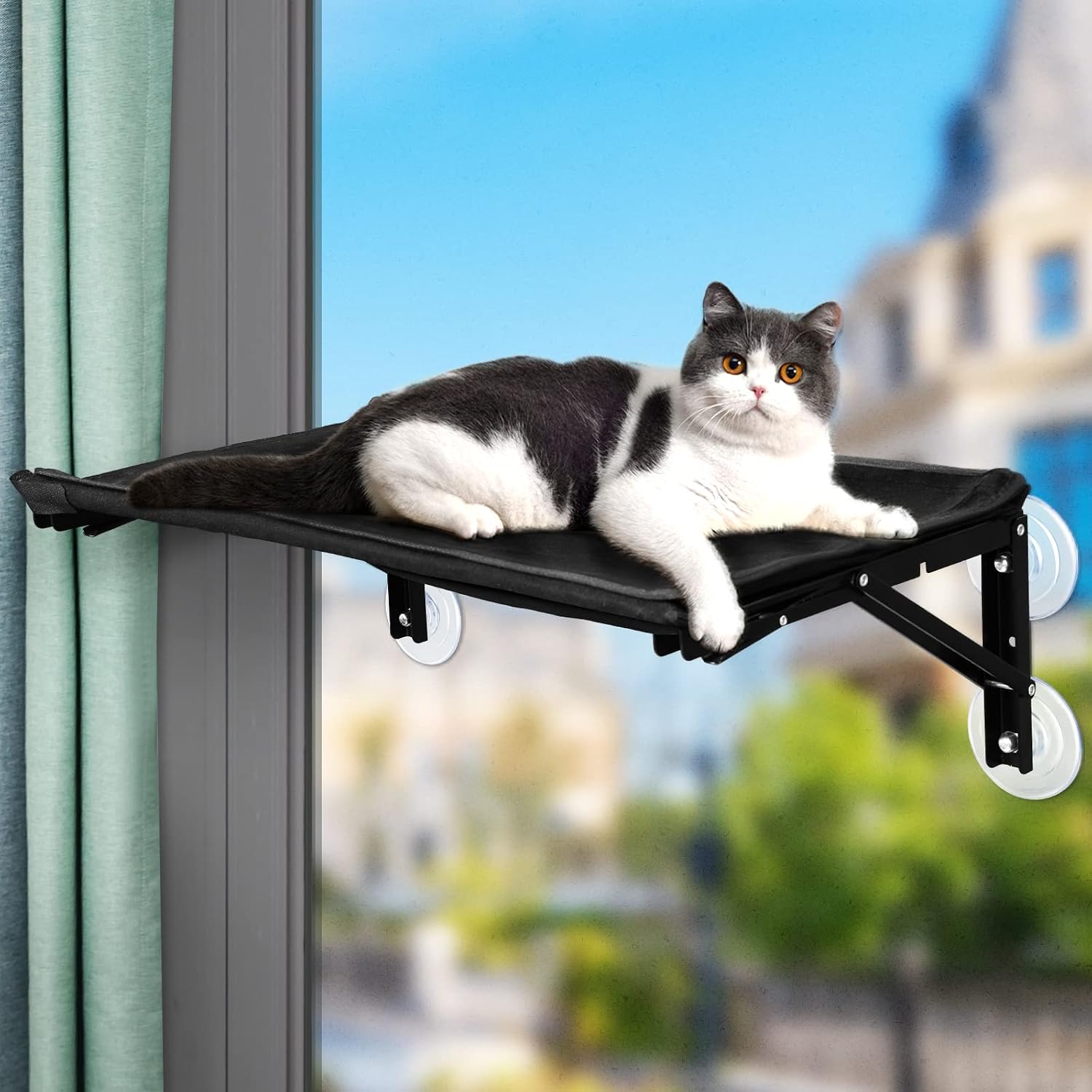 Cat Hammock for Window Perch Cordless Window Bed for 2 Cats Puppies Inside No Drill Kitten Window Sill Ledge Shelves Folding Design…